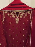 โจ FOUR PIECE PURE ORGANZA EMBELLISHED SUIT โ WITH DUPATTA & RAW SILK PANTS โจ