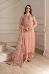 Alluring Embroidered Peach Blossom Formal & Party Chiffon Dress