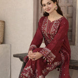 Mauve Grace Embroidered Lawn 3-Piece Suit