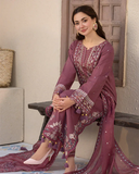 Mauve Grace Embroidered Lawn 3-Piece Suit