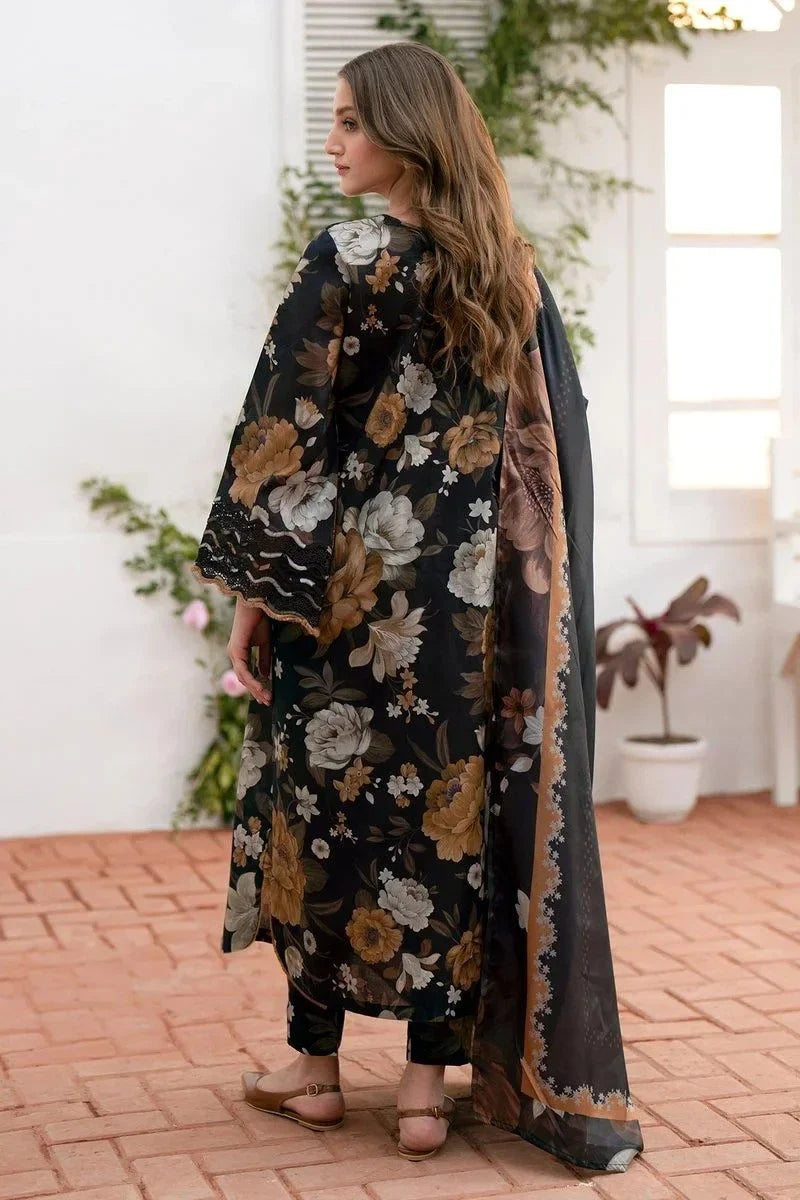 Baroque D-100 Printed Khaddar three piece suit