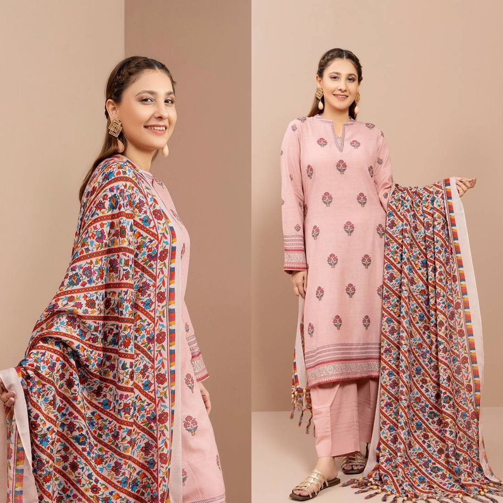 KR-842 Embroidered Dhanak 3pc