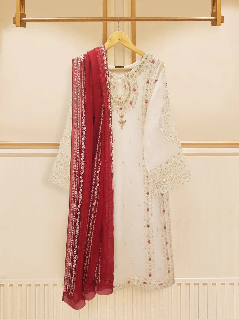 ✨ RASHMEEN – FOUR PIECE PURE ORGANZA EMBELLISHED SUIT ✨