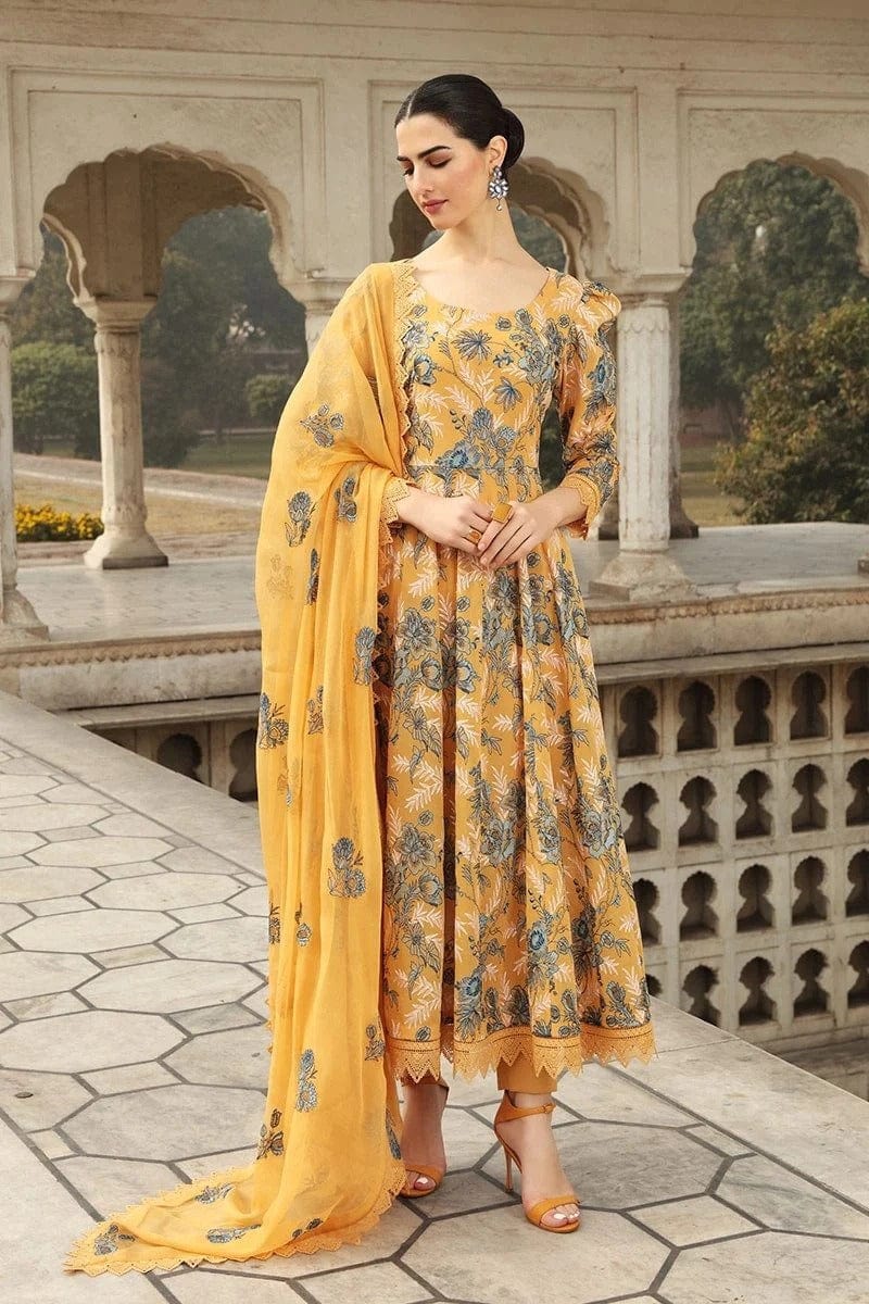 Bareeze D-355 Musturd Embroidered Dhanak 3pc