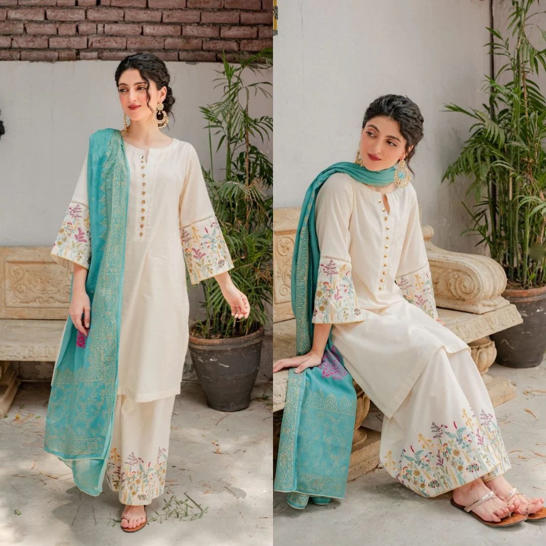 Sapphire SC-882 Off White Embroidered lawn/winter 3pec