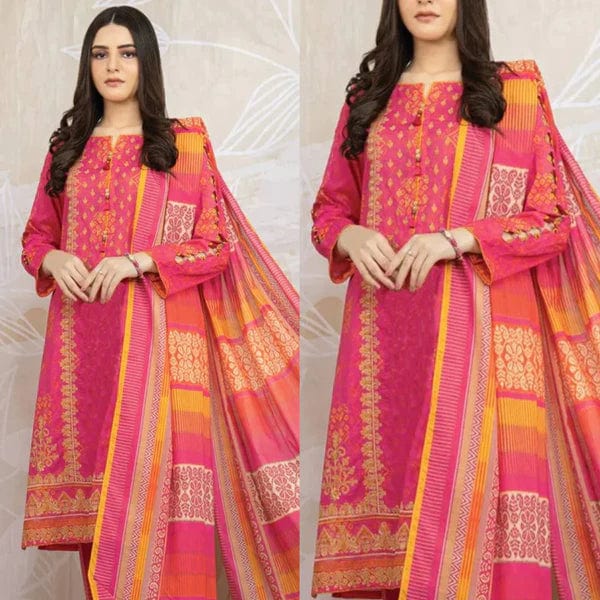 🌿 Eden Robe D-718 – Digital Printed Slub Khaddar 3-Piece Suit 🌿
