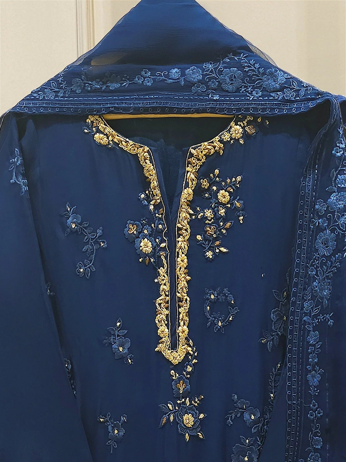 🌸 FOUR PIECE PURE CHIFFON EMBROIDERED SUIT 🌸