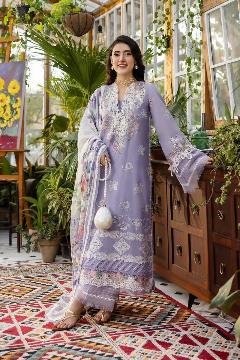 EID COLLECTION Elaf lavender love ChikenKari Embroidered Three Piece Lawn Collection
