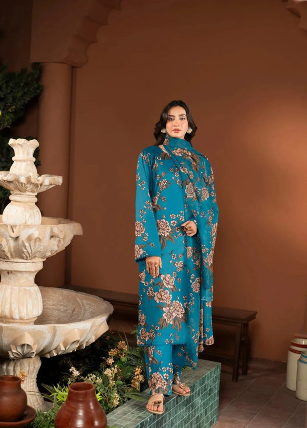 BC-003 fcc Printed  shamoz Silk Three Piece
