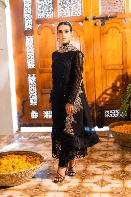 D-20 Black Lawn Embroidered 3pc