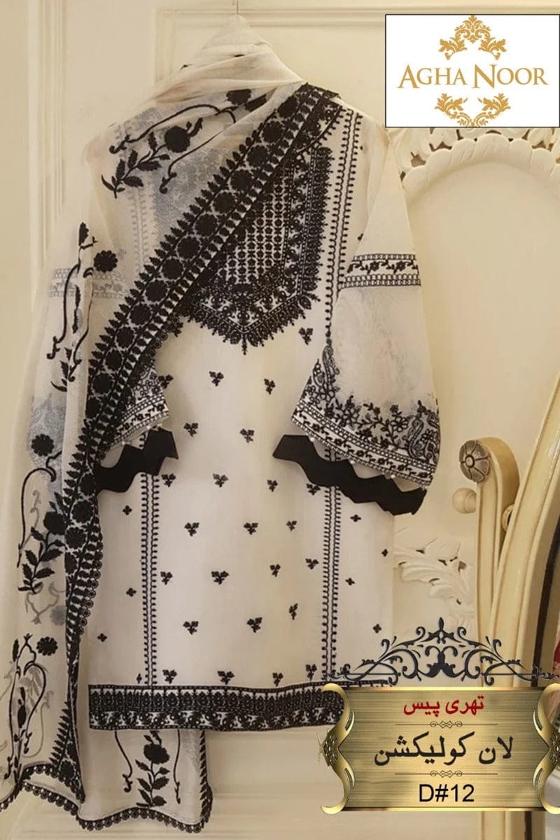 Agha Noor Agn-68 Lawn Embroidered 3pc