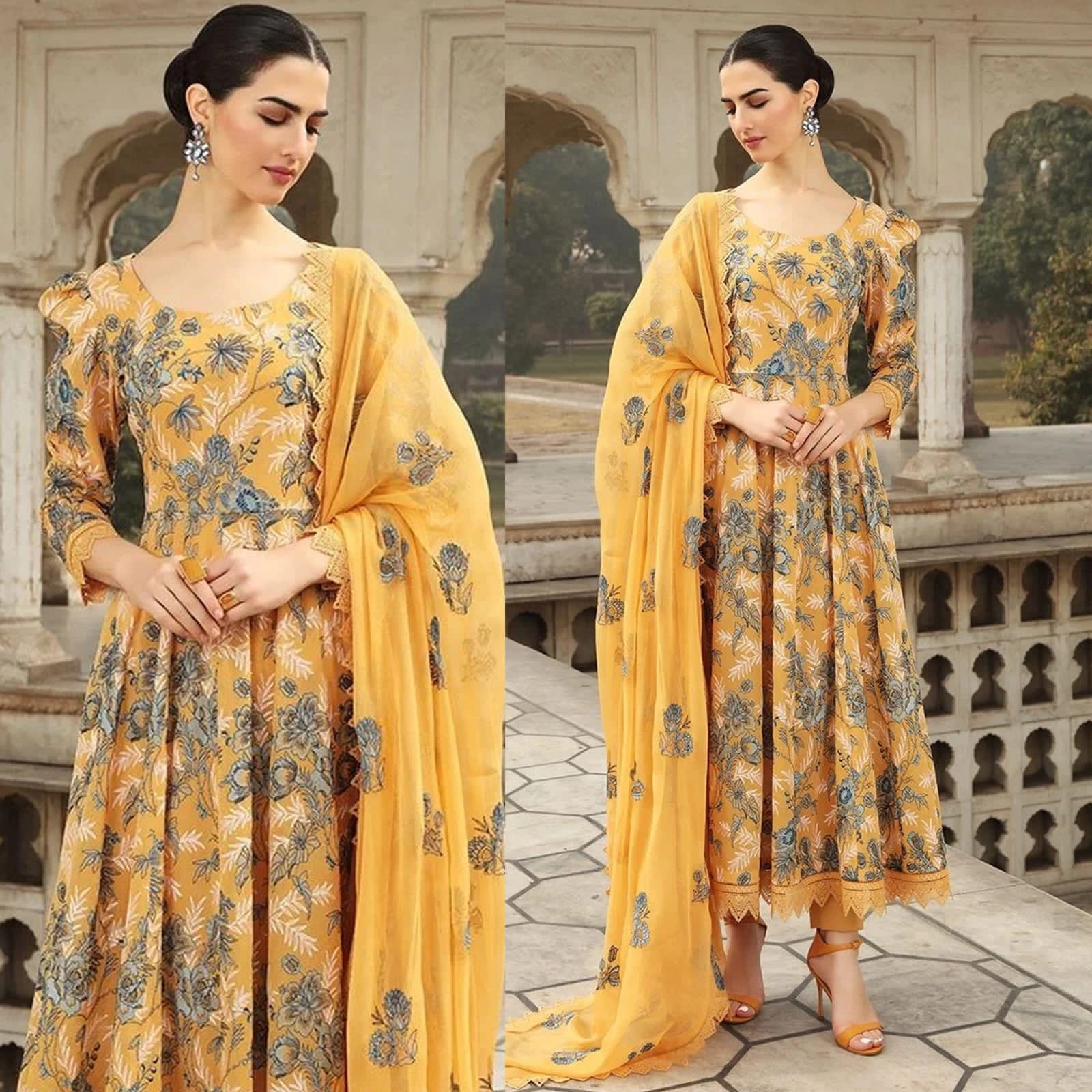 Bareeze D-355 Musturd Embroidered Lawn 3pc