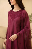 3 Piece Cotton Embroidered Dress - Majesty Wine