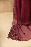 3 Piece Cotton Embroidered Dress - Majesty Wine