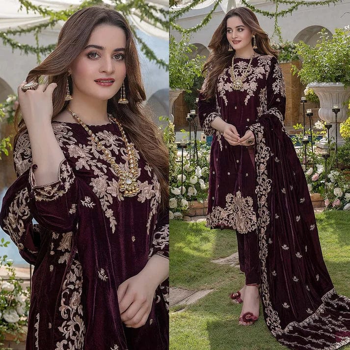 ZC-111 Velvet Embroidered 3pc Wt
